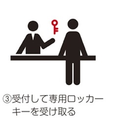 3.受付して専用ロッカーキーを受け取る
