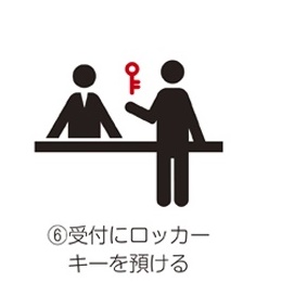 6.受付にロッカーキーを預ける